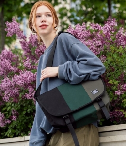 сумка-мессенджер 6003S черный/т.зеленый/хаки