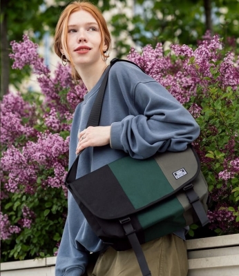 сумка-мессенджер 6003S черный/т.зеленый/хаки