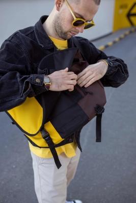 сумка-мессенджер 6003L желтый/черный/коричневый