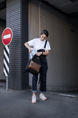 рюкзак 3307 черный/натуральная кожа