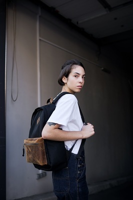 рюкзак 3307 черный/натуральная кожа