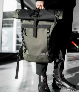 рюкзак Ролл-Топ 9019 олива/черный