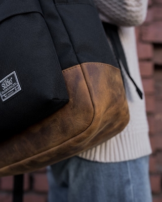 рюкзак 3302 черный/натуральная кожа