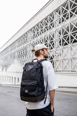 РЮКЗАК 9020 ЧЕРНЫЙ/ТЕМНО-КОРИЧНЕВЫЙ КОЖЗАМ