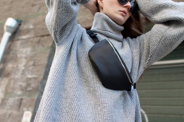 поясная сумка 905S черный экокожа