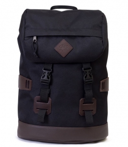 Рюкзак 9018 черный/темно-коричневый кожзам 