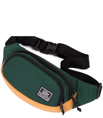 поясная сумка 901 т зеленый/ореховый кожзам