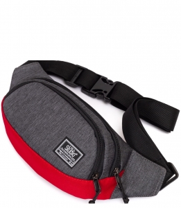 поясная сумка 901 т.серый джинс/красный