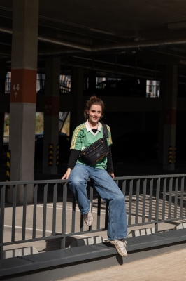 Поясная сумка SWIFT черный/кожа натуральная рыжая