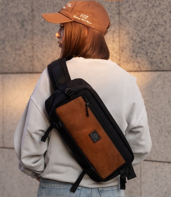 Сумка-слинг TRAFFIC черный/натуральная кожа рыжая