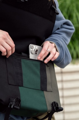 сумка-мессенджер 6003S черный/т.зеленый/хаки