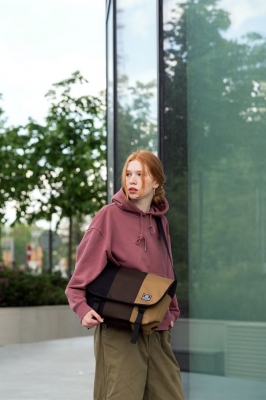 сумка-мессенджер 6003S черный/коричневый/койот