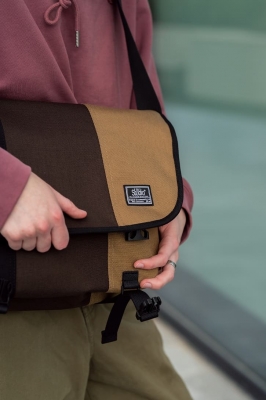 сумка-мессенджер 6003S черный/коричневый/койот
