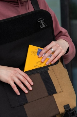 сумка-мессенджер 6003S черный/коричневый/койот