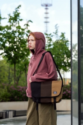 сумка-мессенджер 6003S черный/коричневый/койот