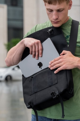 сумка-мессенджер 6003S черный/т.зеленый/хаки