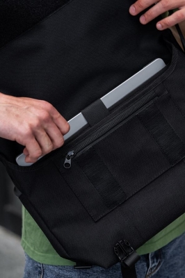 сумка-мессенджер 6003S черный/т.зеленый/хаки