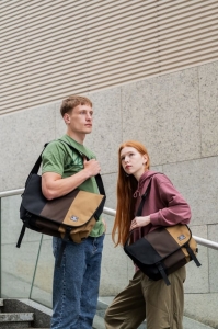 сумка-мессенджер 6003L черный/коричневый/койот