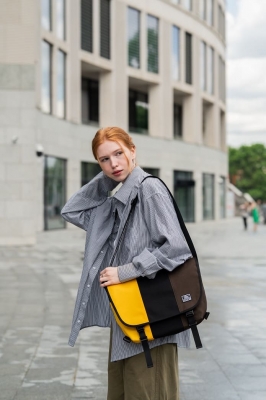 сумка-мессенджер 6003S желтый/черный/коричневый