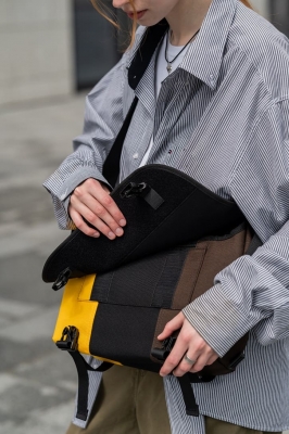 сумка-мессенджер 6003S желтый/черный/коричневый